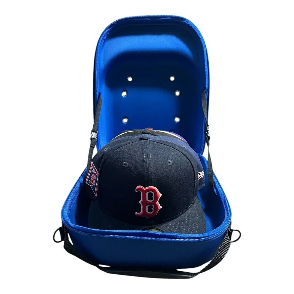 Hat Cap Carrying Carrier Case Handle Fits 6-8 Hats Carry Bag Zipper BLUE - Picture 5 of 7